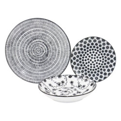 set piatti amicasa art 46 vega da tavola nero 18pz