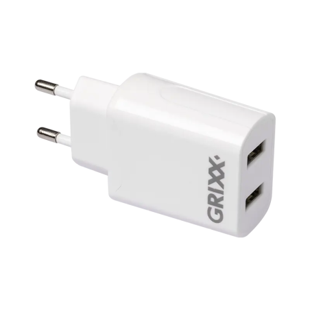 alimentatore da rete grixx 220v 2xusb tipo a 2400ma bianco [gropadusb01]