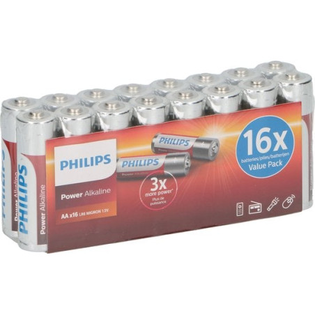pila alcalina philips power batteria ricaricabile 16pz [phil-lr6p16f/10]