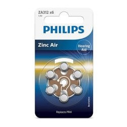 pila a bottone philips zinc-air pr41/312 6pz [phil-za312b6a/00]