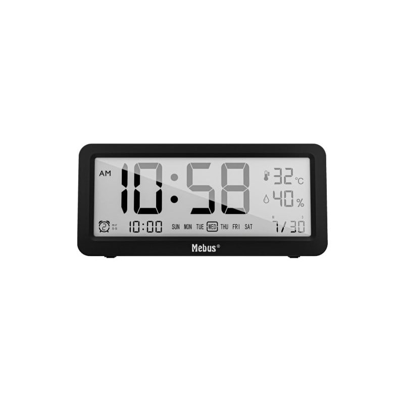sveglia digitale mebus 25819 quarzo nero [25819]