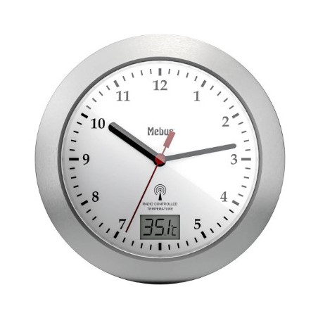 orologio da parete mebus 41124 bianco/argento [41124]
