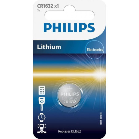 pila philips lithium cr1632 a bottone 3v 1pz [phil-cr1632/00b]