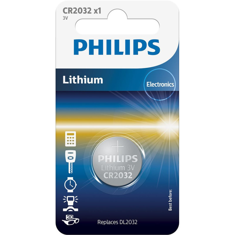 pila a bottone philips cr2032 al litio 3v per calcolatrici argento