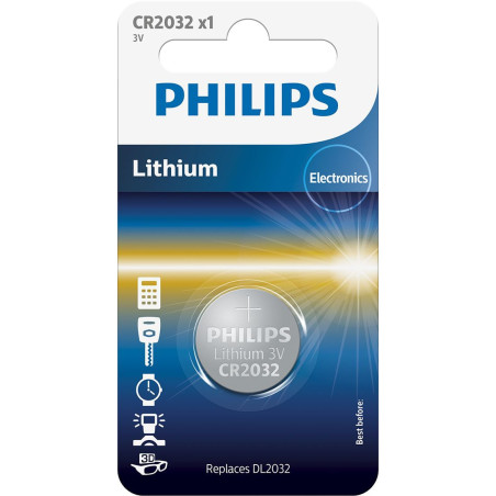 pila a bottone philips cr2032 al litio 3v per calcolatrici argento