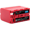 batteria sostitutiva baxxtar per sony np-f970 9600mah rosso [ba-12072-f970]
