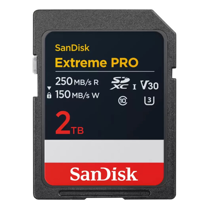 scheda di memoria sdxc 2tb sandisk extreme pro uhs-i/v30/150mb/s/nero