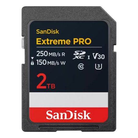 scheda di memoria sdxc 2tb sandisk extreme pro uhs-i/v30/150mb/s/nero