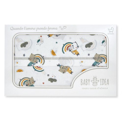 set lenzuola culla baby idea lcfb fantasia beige 3pz