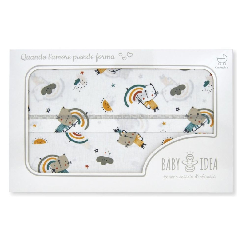 set lenzuola culla baby idea lcfb fantasia beige 3pz