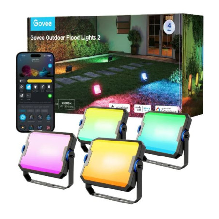 luce led govee govee flood lights 2 per esterni nero 4pz [h8057c11]