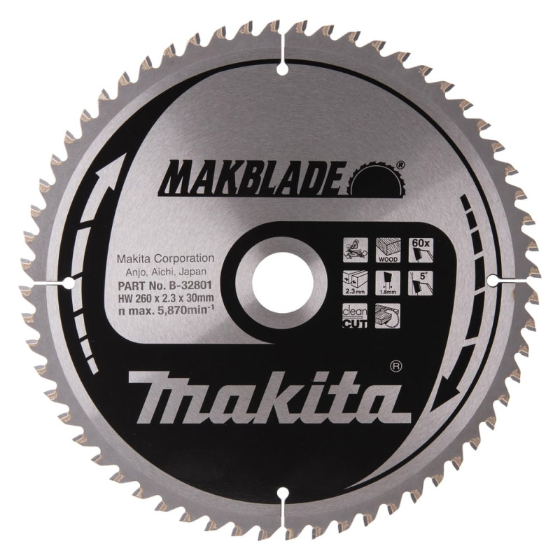 accessorio per sega circolare makita makblade b-32801 lama 260x30mm
