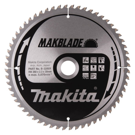 accessorio per sega circolare makita makblade b-32801 lama 260x30mm