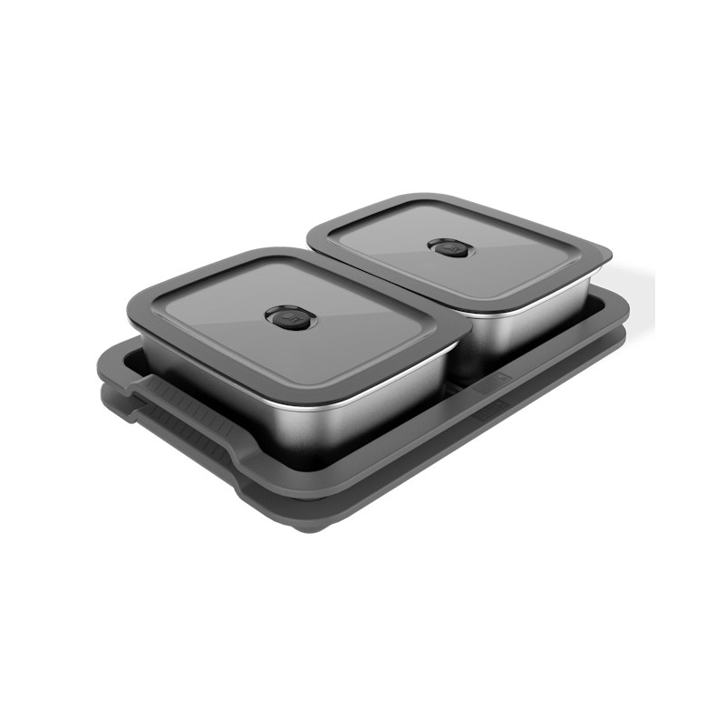 set vassoi servizio weber 3400220 rettangolare per piastre 76cm nero/acciaio