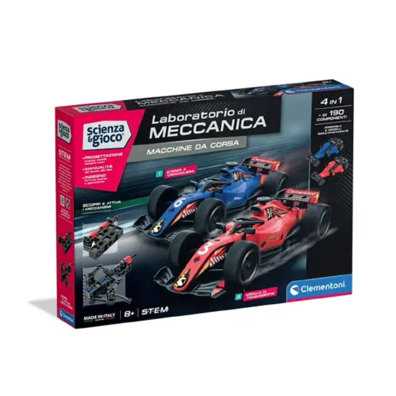 gioco clementoni laboratorio di meccanica 2 auto da corsa 4 in 1