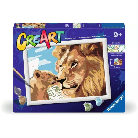 disegno da dipingere ravensburger leone e cucciolo