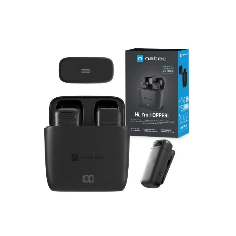 microfoni per smartphone natec hopper lavalier lightning wireless