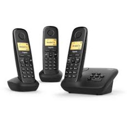 telefono fisso gigaset a270a trio analagico/dect 80 voci nero 3pz