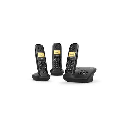 telefono fisso gigaset a270a trio analagico/dect 80 voci nero 3pz