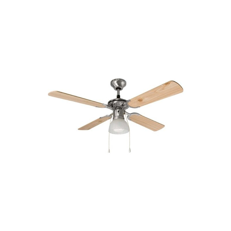 ventilatore soffitto perenz 7064 cr con luce 60w cromo/legno