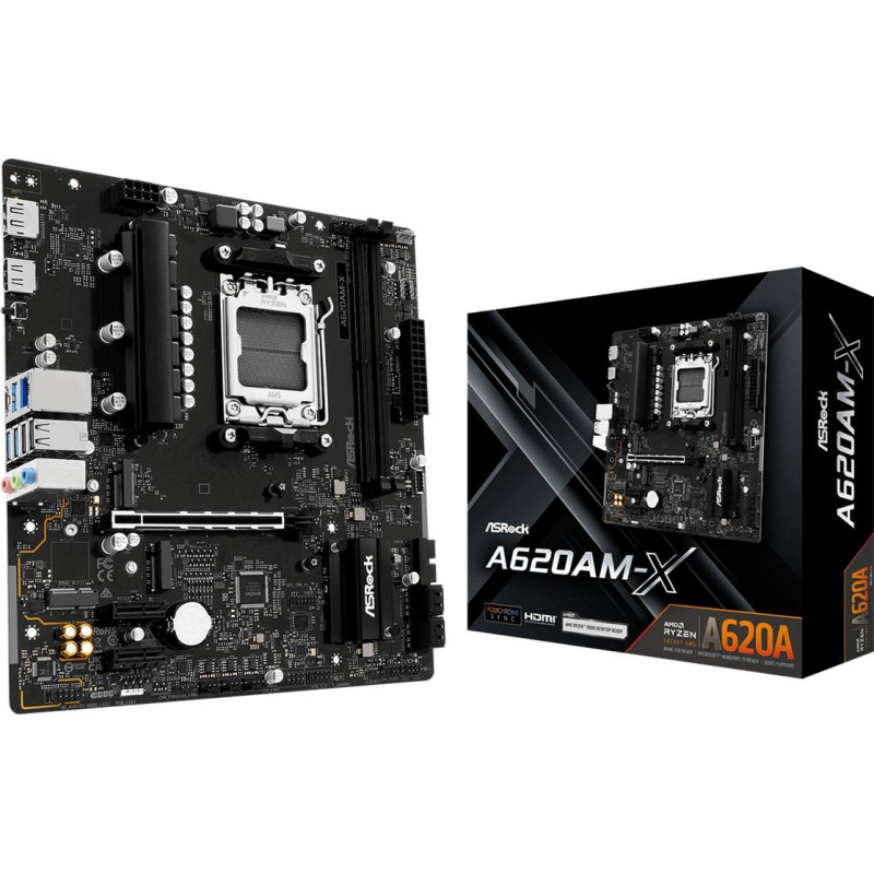 scheda madre amd asrock a620am-x am5 microatx 2x ddr5 nero [90-mxbst0-a0uayz]