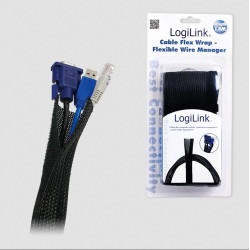 guaina avvolgicavi logilink kab0006 flessibile con velcro nero/grigio