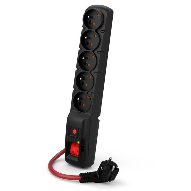 multipresa acar f5 5m 16a nero/rosso [w2291]