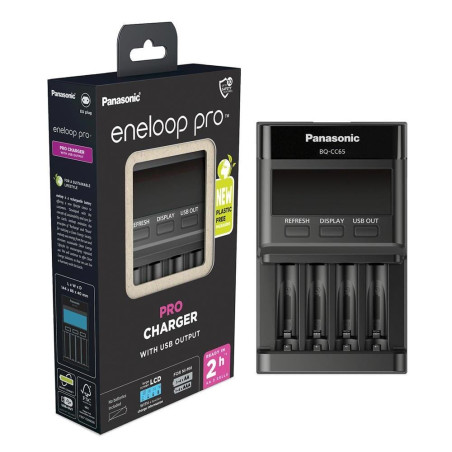 caricabatterie panasonic eneloop pro bqcc65e per 4 batterie nimh
