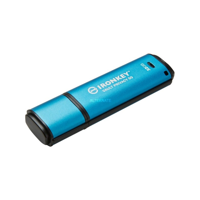 pen drive 32gb kingston ironkey vault privacy 50 usb 3.0 azzurro/nero