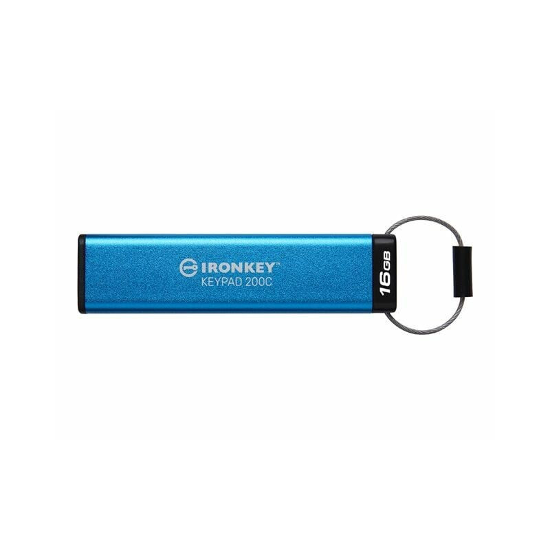 pen drive 16gb kingston ironkey keypad 200 usb tipo c 3.2 gen1 blu