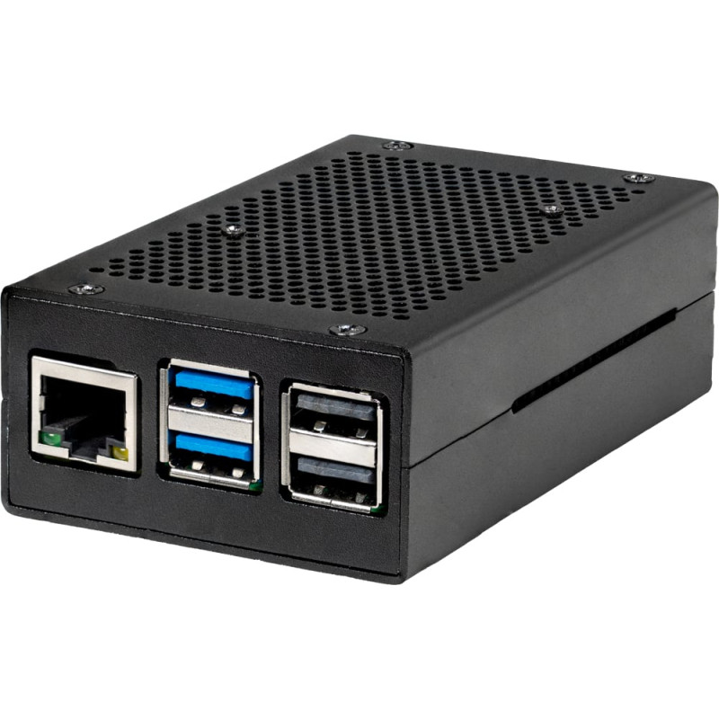 custodia joy-it in alluminio per raspberry pi 5 nero [rb-alucasep5-01b]
