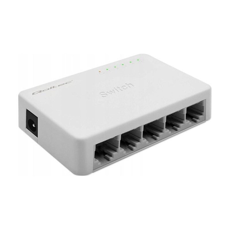 switch qoltec non gestito 5 porte ethernet 10/100/1000 bianco [nuqolsw5p052247]
