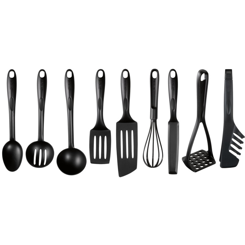 set utensili tefal k001s925 da cucina nero 9pz [k001s925]
