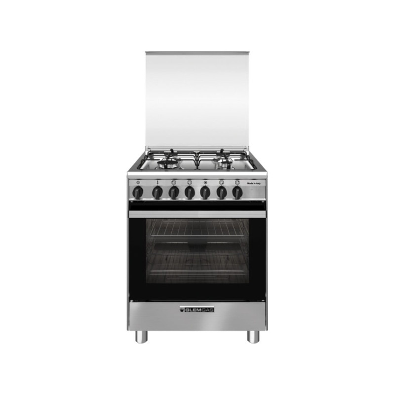 cucina a gas glem con 4 zone 60x60 acciaio inox [sa664mi6]