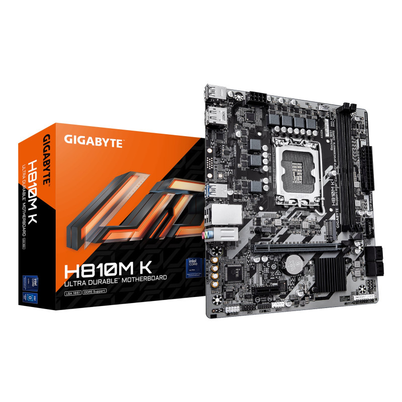 scheda madre intel gigabyte h810m k lga 1851 microatx 2x ddr5 nero/argento