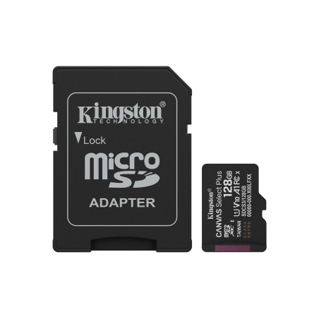 128gb scheda microsdxc kingston canvas select plus g3 150mb/s nero