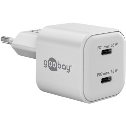 caricabatterie da rete goobay 75334 2x usb-c pd gan nano 35w