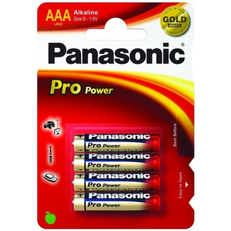 pila panasonic 4 pz. mini stilo aaa alcaline lr03 pro power