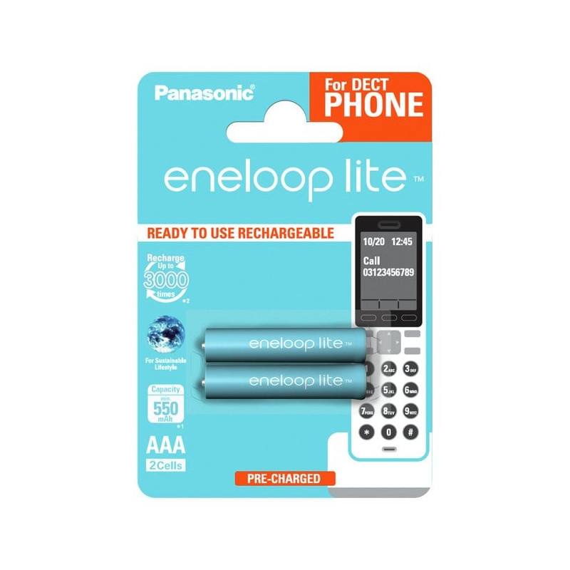 set pila panasonic eneloop lite ricaricabile micro aaa/hr03 550mah