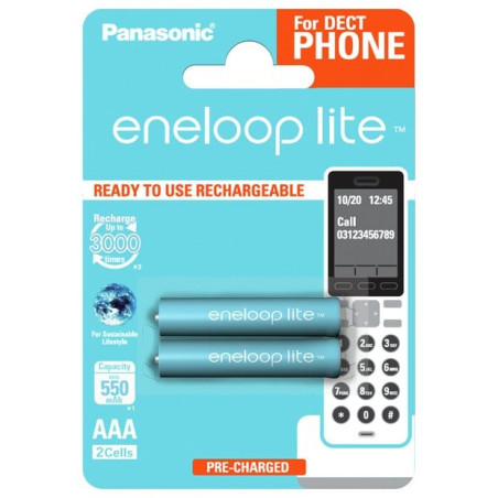 set pila panasonic eneloop lite ricaricabile micro aaa/hr03 550mah