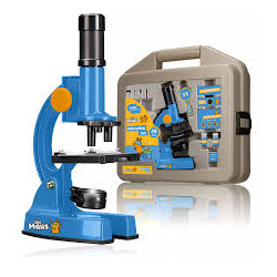 kit microscopio diemaus per bambini con custodia blu [9810300]