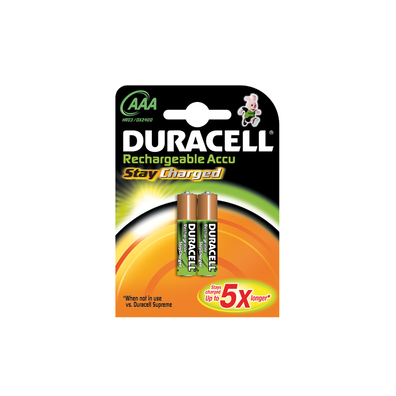 Pila ricaricabile duracell 2 pz. staycharged aaa mini stilo 800mah