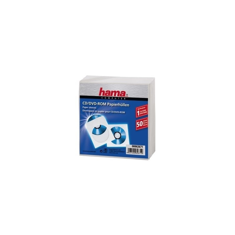 busta porta cd hama 50 pz. di carta bianche 50pcs [62671]