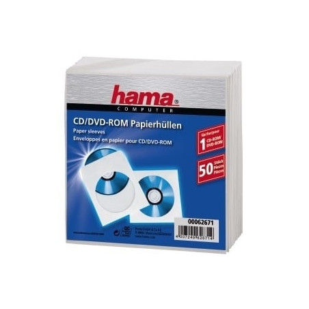 busta porta cd hama 50 pz. di carta bianche 50pcs [62671]