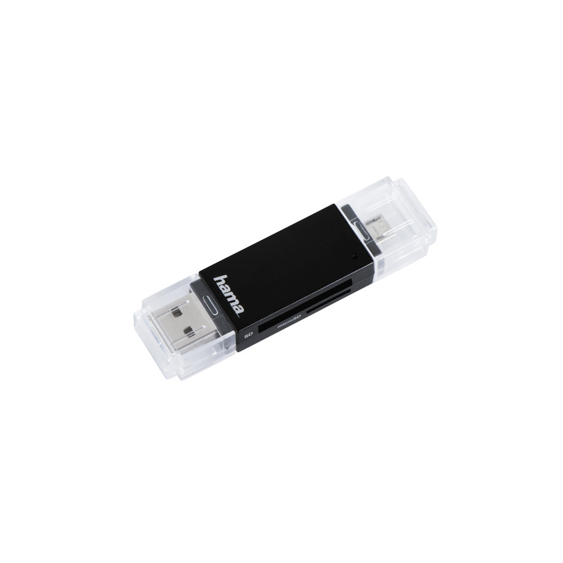 lettore di schede hama usb 2.0 otg basic sd/microsd nero [181056]