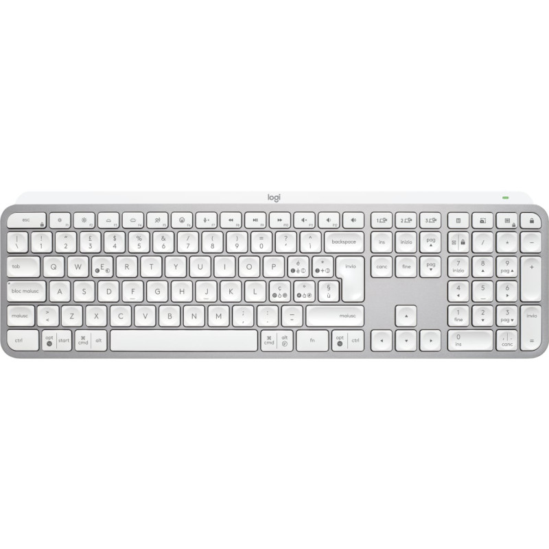 tastiera logitech mx keys s qwerty senza fili + bluetooth bianco