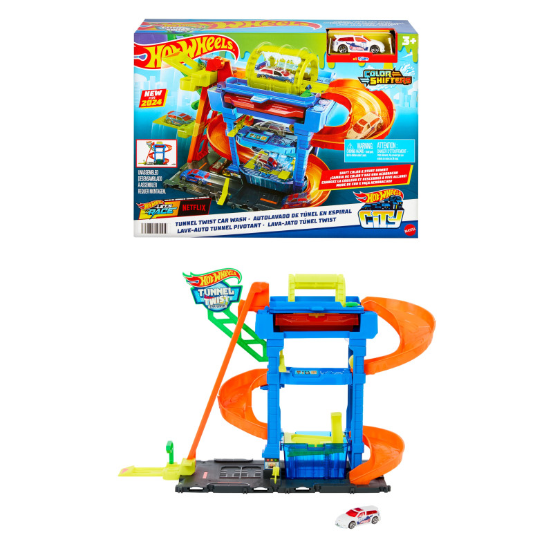 set da gioco hot wheels city tunnel twist autolavaggio multicolore