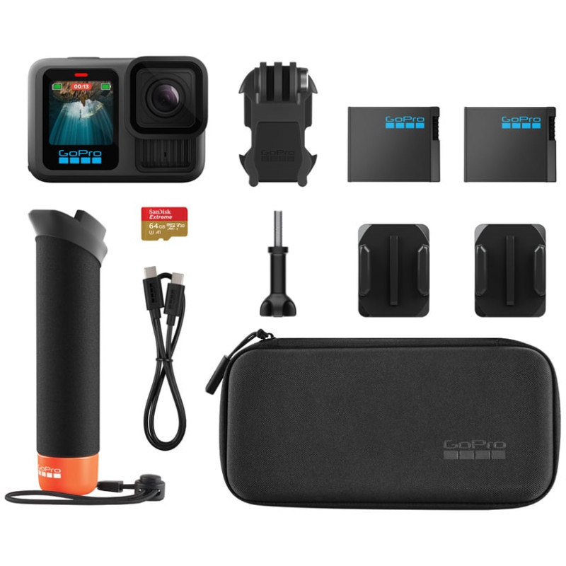 videocamera gopro hero 13 5.3k ultra hd 27mp kit con accessori nero
