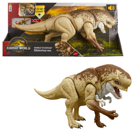 figurina mattel jurassic world rebirth distortus rex rumble 56cm