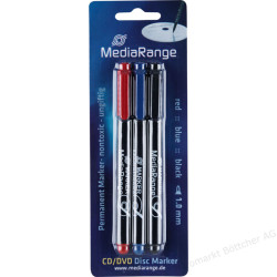 Pennarelli per cd mediarange 3 pz rosso/nero/blu [mr701]